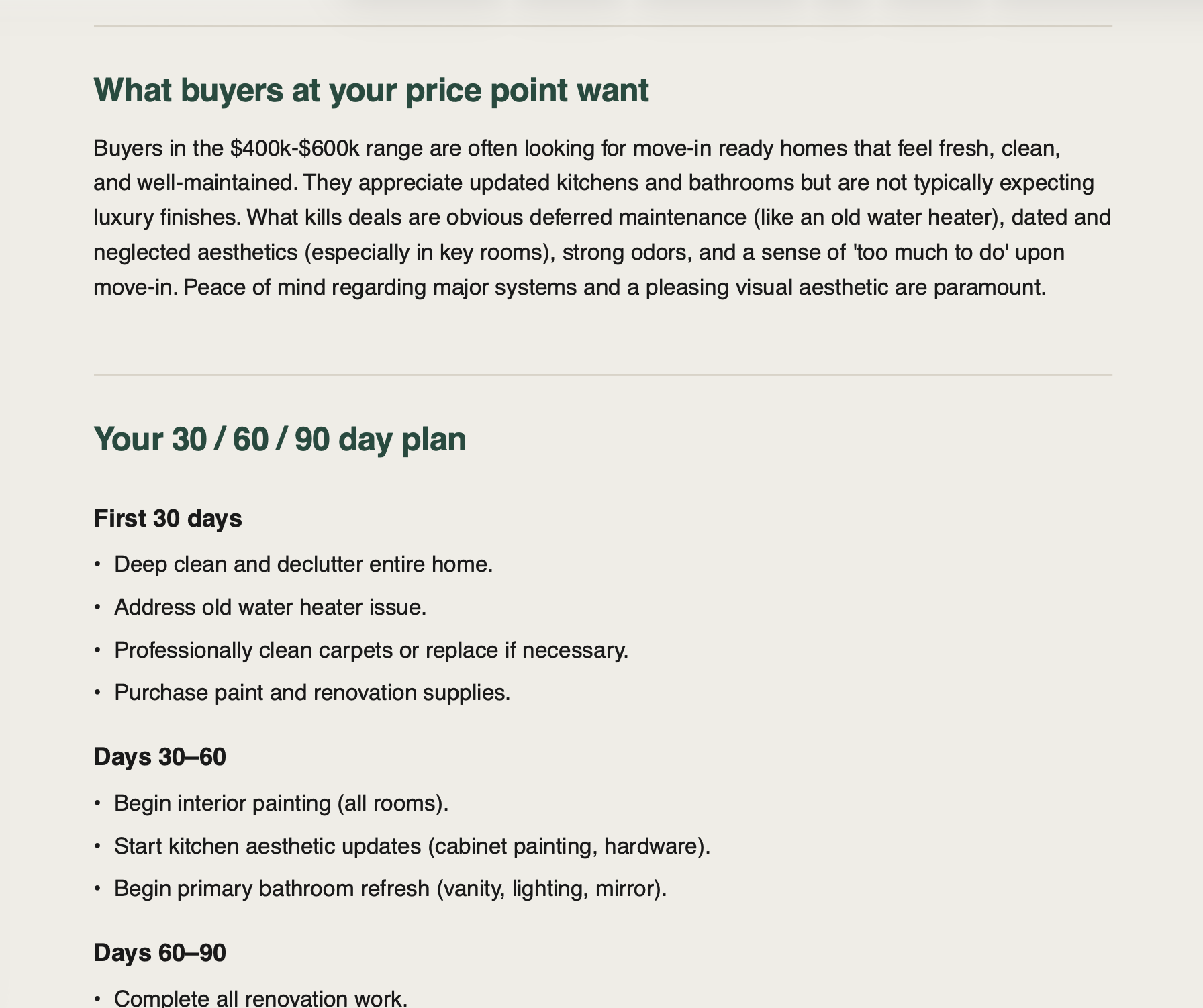 Buyer psychology and 30/60/90 day plan